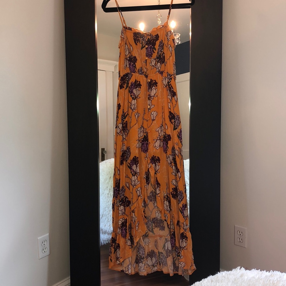 Asymmetrical floral maxi